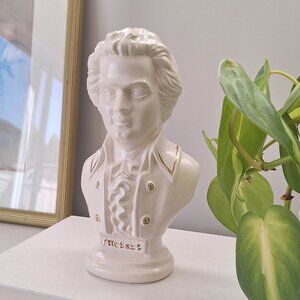 Vintage Mozart Bust Sculpture head handmade 1970s